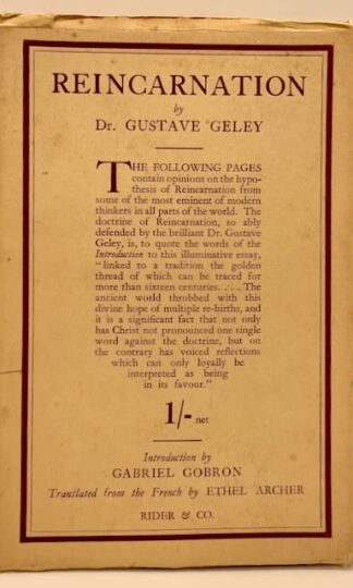 Reincarnation by Dr. Gustav Geley