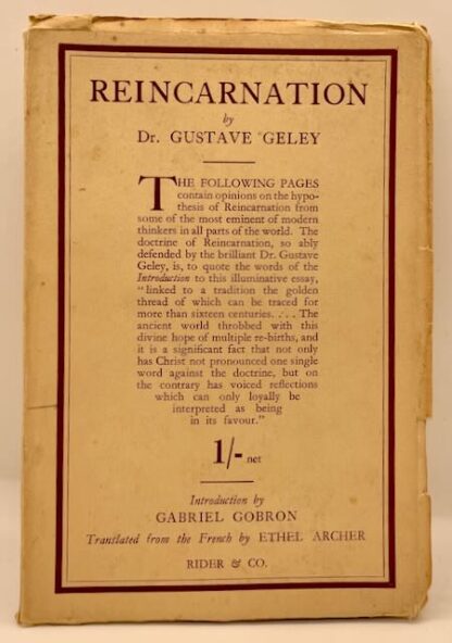Reincarnation by Dr. Gustav Geley